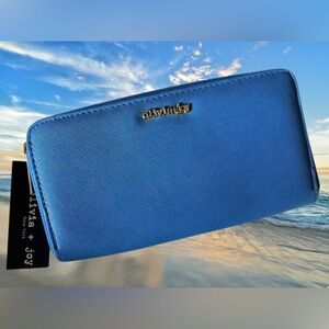 Olivia + Joy Cobalt Blue Daphne Zip Around Wallet NWT